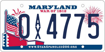 MD license plate 0AX4775
