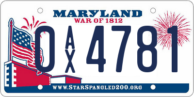 MD license plate 0AX4781