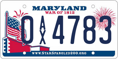 MD license plate 0AX4783