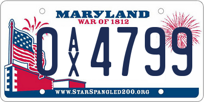 MD license plate 0AX4799