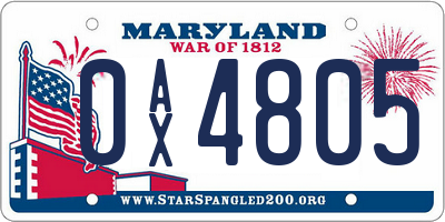 MD license plate 0AX4805