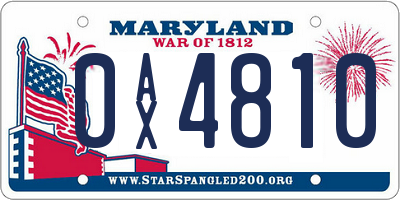 MD license plate 0AX4810
