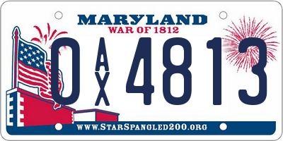 MD license plate 0AX4813