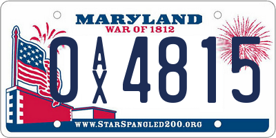 MD license plate 0AX4815