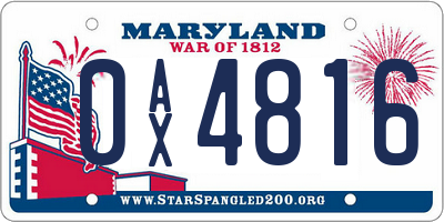 MD license plate 0AX4816