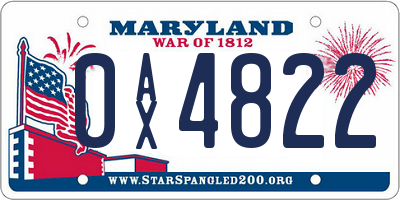 MD license plate 0AX4822