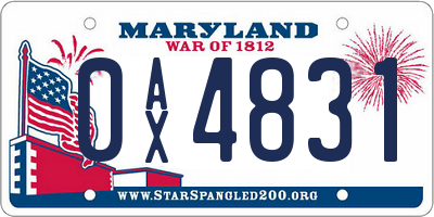 MD license plate 0AX4831