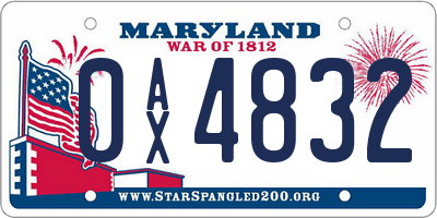 MD license plate 0AX4832