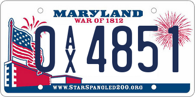 MD license plate 0AX4851