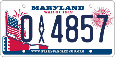 MD license plate 0AX4857