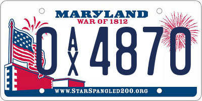 MD license plate 0AX4870