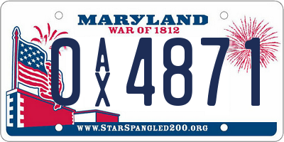 MD license plate 0AX4871