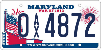 MD license plate 0AX4872