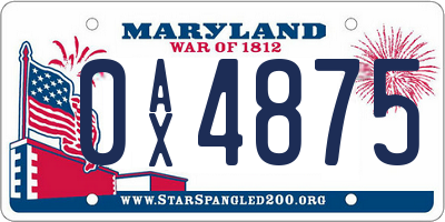 MD license plate 0AX4875