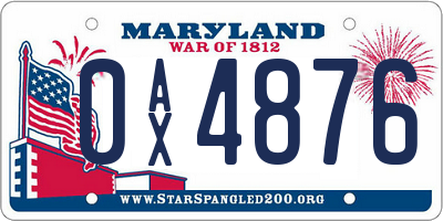 MD license plate 0AX4876