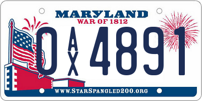 MD license plate 0AX4891