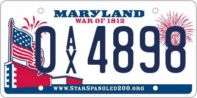 MD license plate 0AX4898