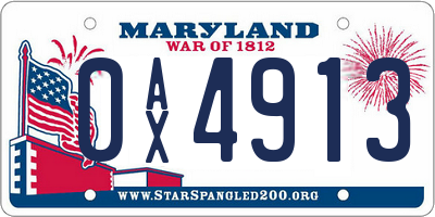 MD license plate 0AX4913