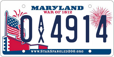 MD license plate 0AX4914