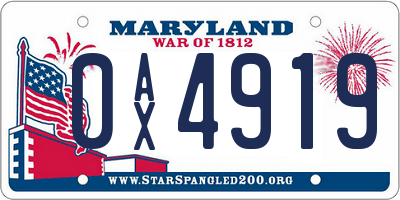 MD license plate 0AX4919