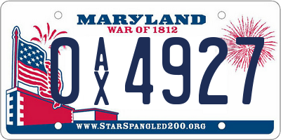 MD license plate 0AX4927