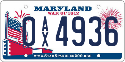 MD license plate 0AX4936