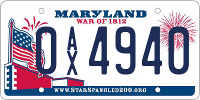 MD license plate 0AX4940