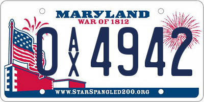 MD license plate 0AX4942