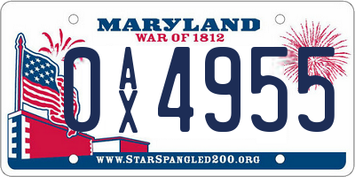 MD license plate 0AX4955