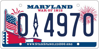 MD license plate 0AX4970