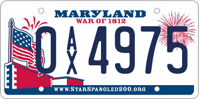MD license plate 0AX4975