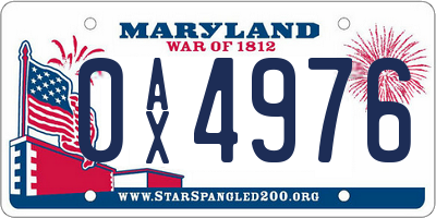 MD license plate 0AX4976