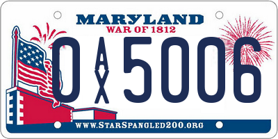 MD license plate 0AX5006