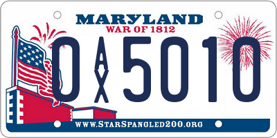 MD license plate 0AX5010