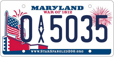 MD license plate 0AX5035
