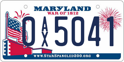MD license plate 0AX5041