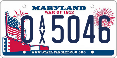 MD license plate 0AX5046
