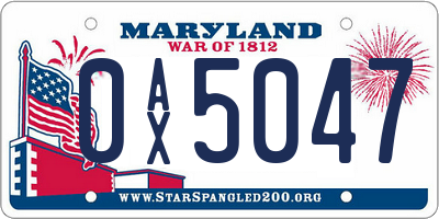 MD license plate 0AX5047