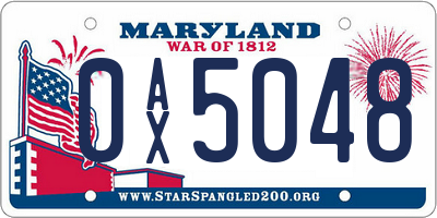 MD license plate 0AX5048