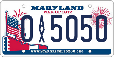 MD license plate 0AX5050
