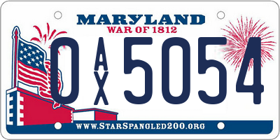 MD license plate 0AX5054