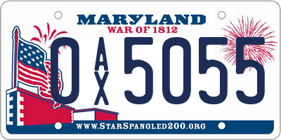 MD license plate 0AX5055