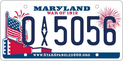 MD license plate 0AX5056