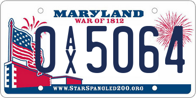 MD license plate 0AX5064