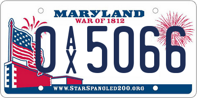MD license plate 0AX5066