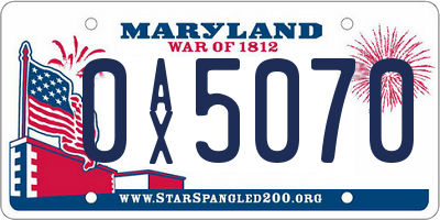 MD license plate 0AX5070