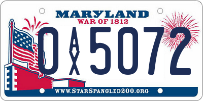 MD license plate 0AX5072