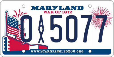 MD license plate 0AX5077