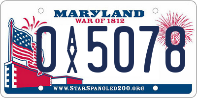 MD license plate 0AX5078
