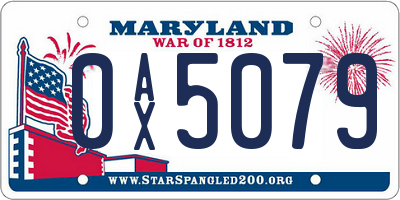 MD license plate 0AX5079
